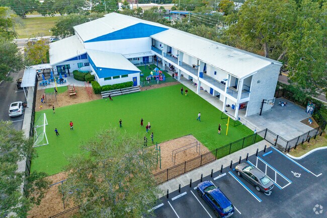 Clearwater Academy International has a small green space.
