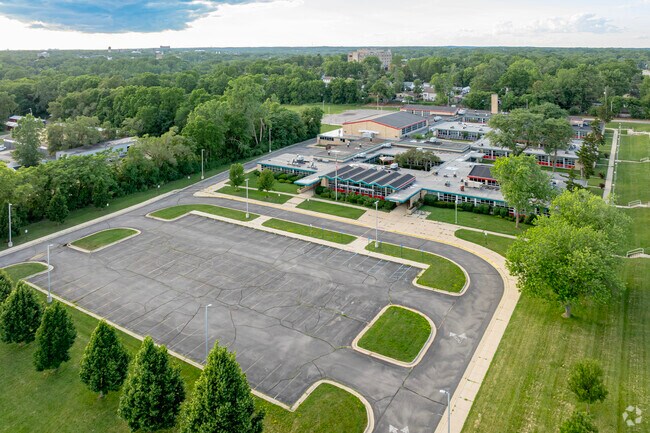 Aerial view of Ypsilanti Community Middle School.