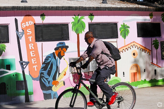 Biking through leafy Chesterfield Square.