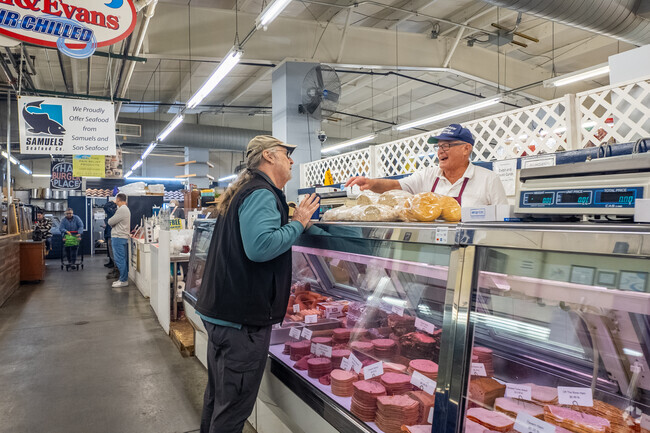 Locals head to the Shillington Farmers Market for fresh meat and cheese.