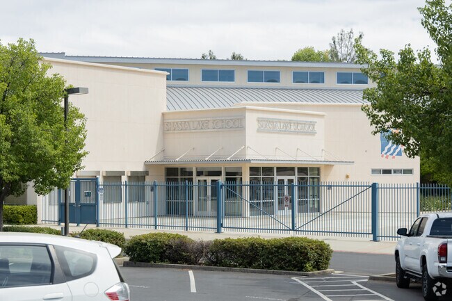 The test scores at Shasta Lake at below state average.