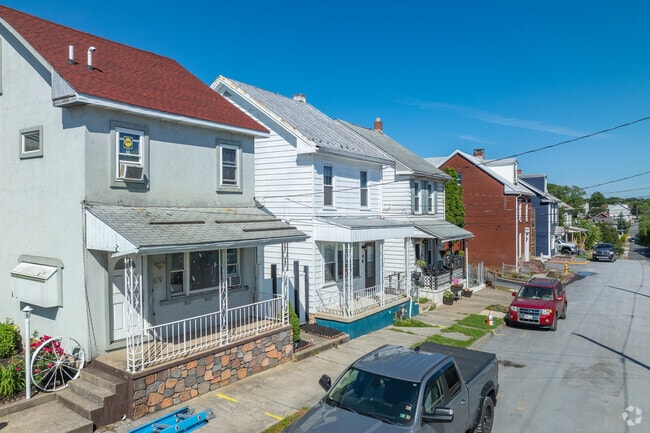 Many homes in Steelton have front stoops and sit close to the residential streets.