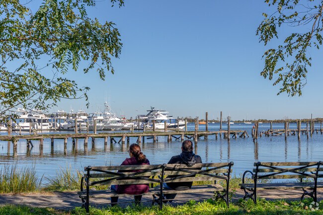 Take in serene views from a bench at Seaside Wildlife Nature Park in Bay Terrace.