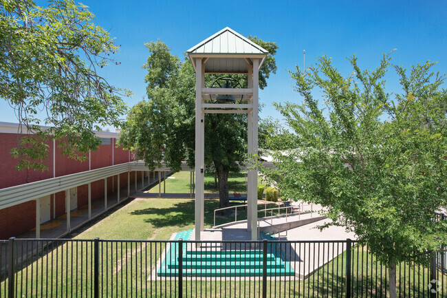 This bell tower is located by the entrance of Webster Elementary in Mesa.