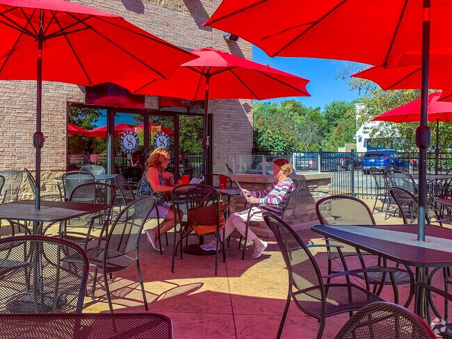 Saints Pub has a great patio for dining so you can meet up with friends.