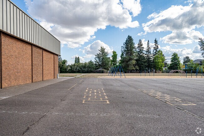 Students appreciate the athletic courts and fields at Takena Elementary School in Albany.