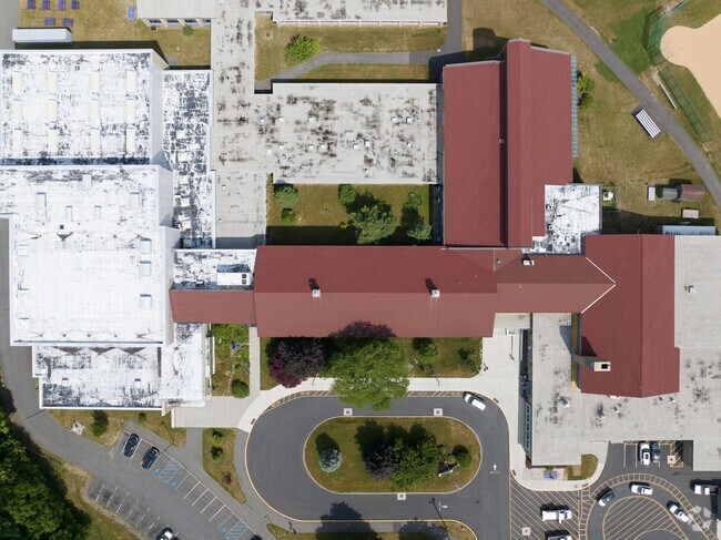An aerial view of Bulkeley Middle School in Rhinebeck, New York.