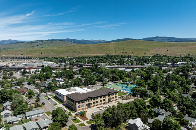 An aerial view of the campus at Lowell School in Missoula.