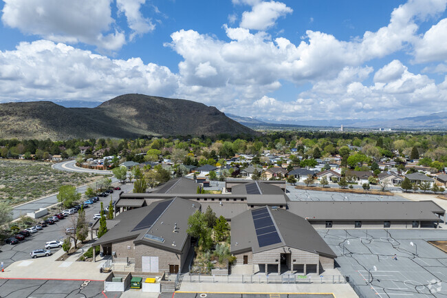 An aerial view of Donner Springs Elementary School facing West.
