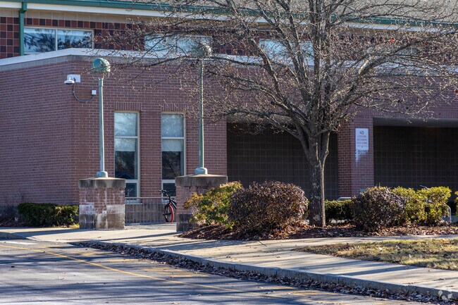 A walkway into the Thomson Elementary School in Andover, MA.