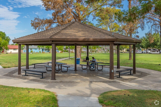 Loma Linda Park offers shaded tables from the heat.
