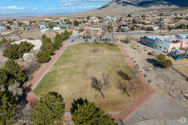 A large grass field at Double Eagle Elementary School.