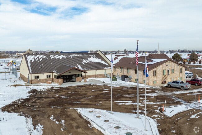 The south entrance area at Elmwood Baptist Academy in Brighton, Colorado.