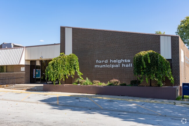 The Ford Heights municipal hall, police, and fire station sit on Lincoln Highway.