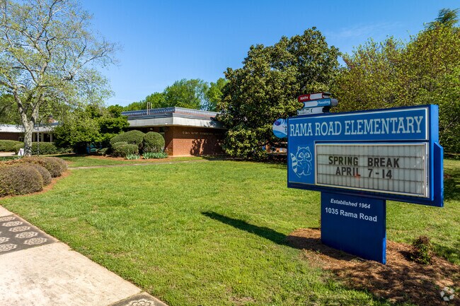 Rama Road Elementary School Sign In The Sherwood Forest Neighborhood of Charlotte