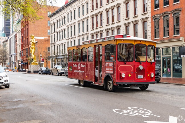 A trolley tour is a popular way to experience downtown Louisville.