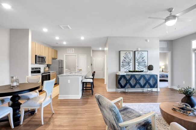 Living Room, Dining Area, and Kitchen