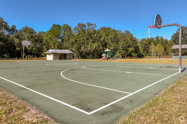 A low angle vantage point of Ocklawaha community basketball court.