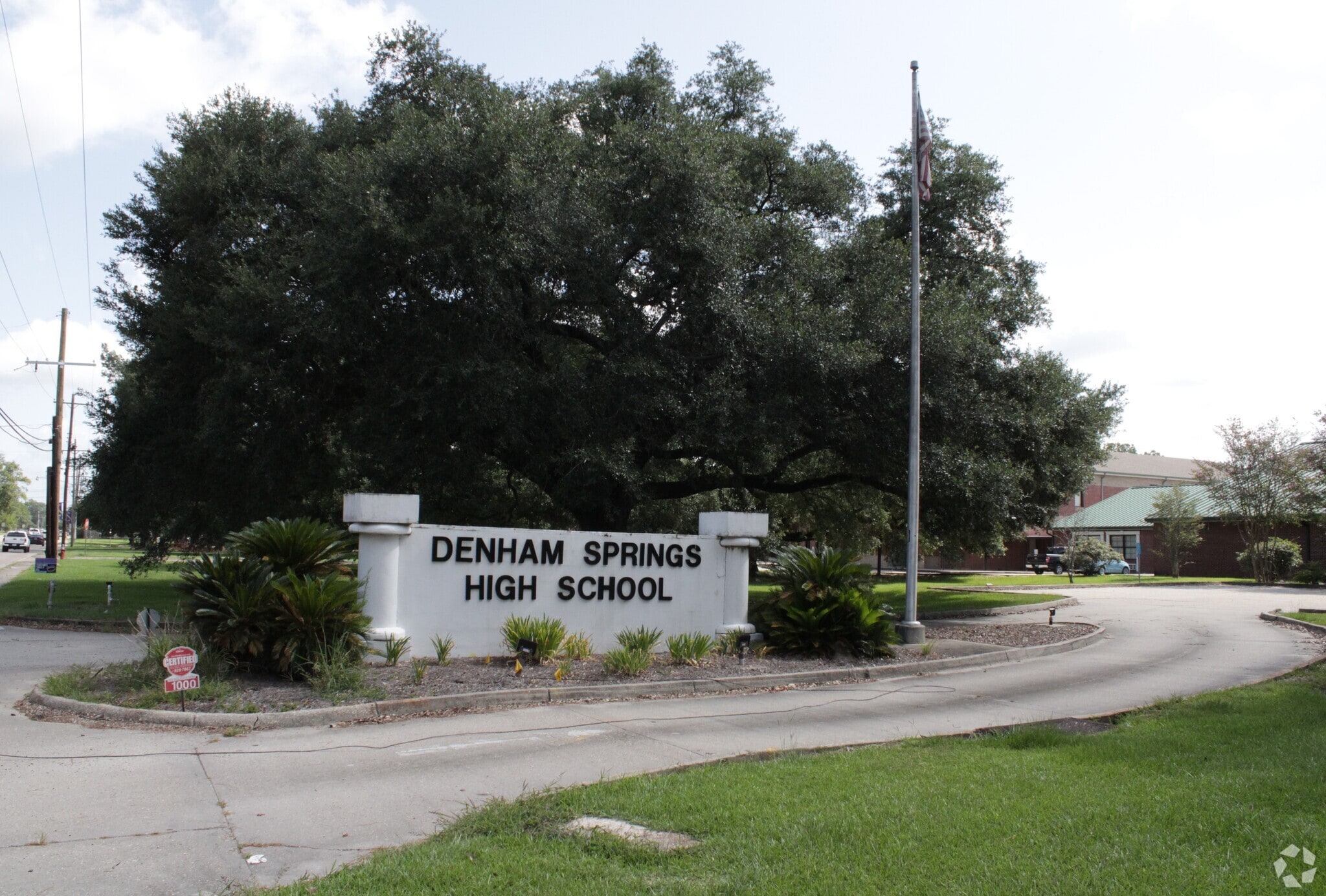 Entrance sign to Denham Springs High School in 
Denham Springs, Denham Springs LA
