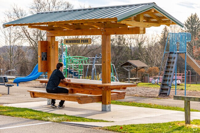 A Delmont resident enjoys a peaceful day at Newhouse Park.