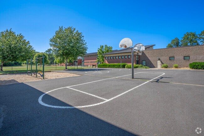 Basketball courts at Orenco Elementary School in Hillsboro, Oregon promote physical education.