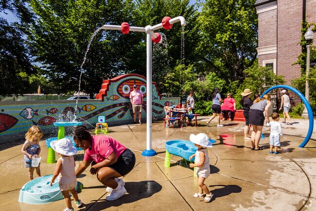The splash pad at Margaret Donahue Park is perfect for children of all ages.