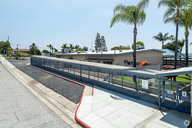 An aerial view of the pick up and drop off area for El Cerrito Elementary School in La Habra.