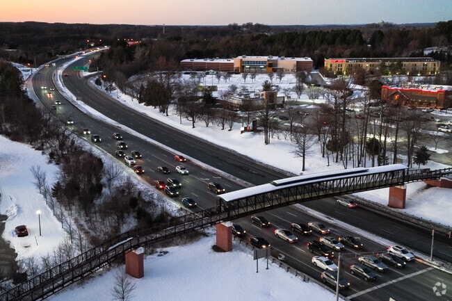Pedestrian bridges cross route 197 on you way to Laurel from Bowie.