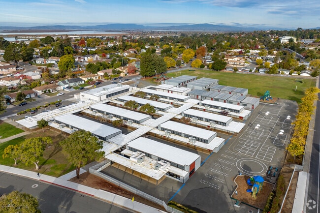 Johnston Cooper Elementary offers a sprawling campus when viewed from above.