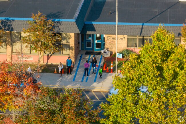 Thurston Elementary School features a student to teacher ratio of 14:1 according to Niche.
