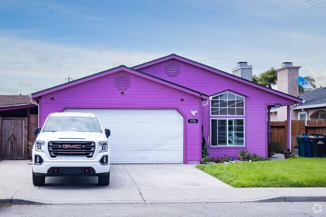 A bright purple single family home in Castroville, California.
