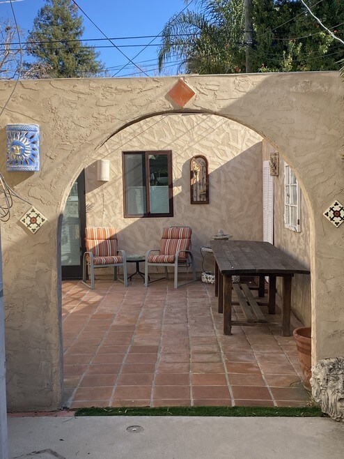 archway to private patio