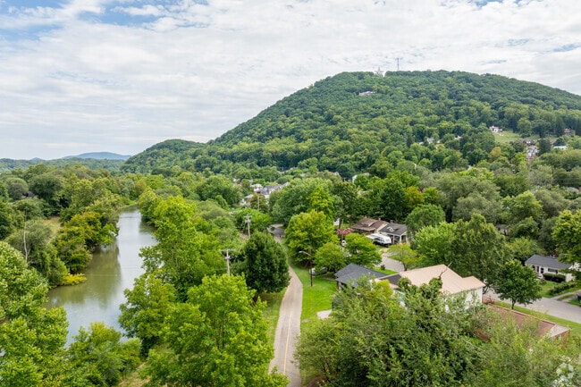 The Roanoke River Greenway runs along Riverland-Walnut Hill in view of the Mill Mountain Star.