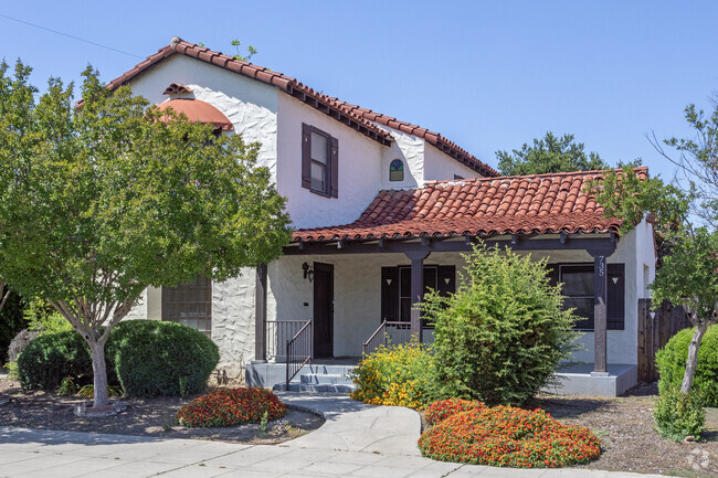 Mediterranean Revival style homes can be found scattered throughout the Tower District.