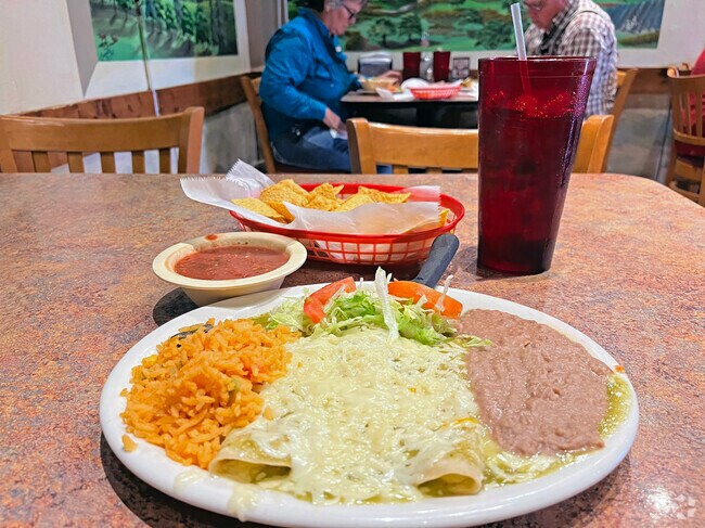 The enchiladas at Tres Magueyes Mexican Restaurant are a fan favorite.
