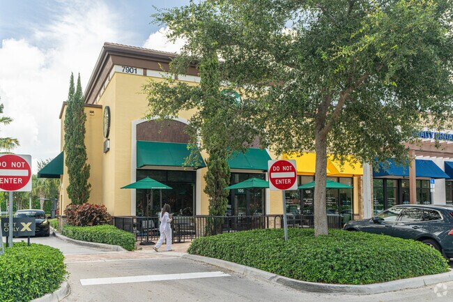 Tuscany’s retail plaza offers shops, cafes, and daily conveniences.