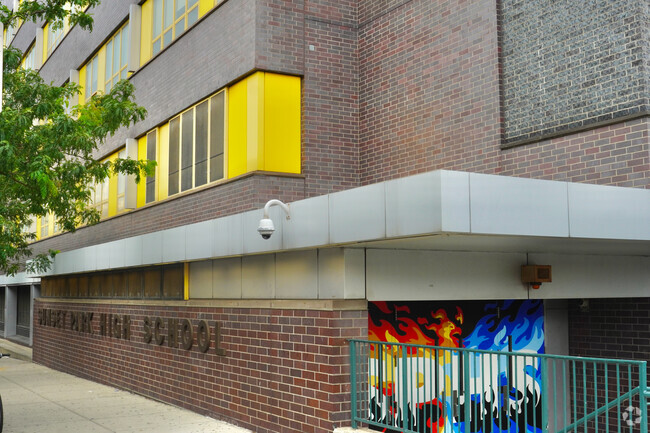 Sunset Park High School has security features such as cameras.