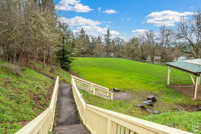 Eugene Waldorf School has a field for students to play on in Eugene, Oregon.