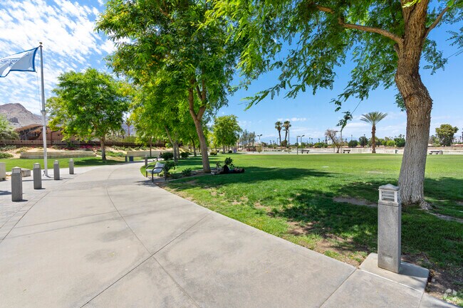 Expansive grass fields at Rancho Mirage Community Park are perfect for a soccer match.