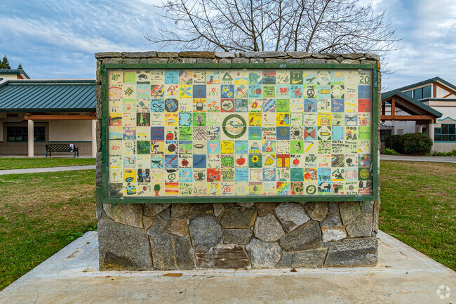 Unique artwork at the front of Ridgeview Elementary School is a display of creativity.