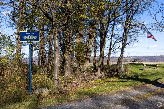 Fillmore Glen State Park has a reconstructed log cabin home of President Millard Fillmore.