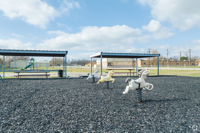 Colorful playgrounds at Springtown Elementary School spark creativity and joy.