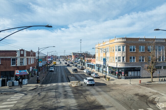63rd Street serves as the bustling downtown corridor of Chicago Lawn, lined with shops, eateries, and community landmarks.