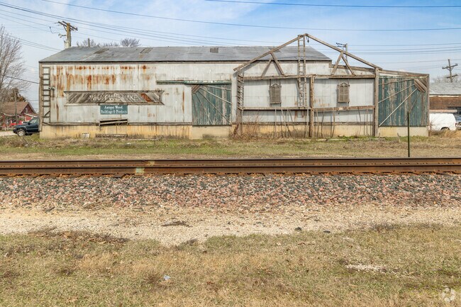 Downtown Hampshire has an antique structure near the train tracks.