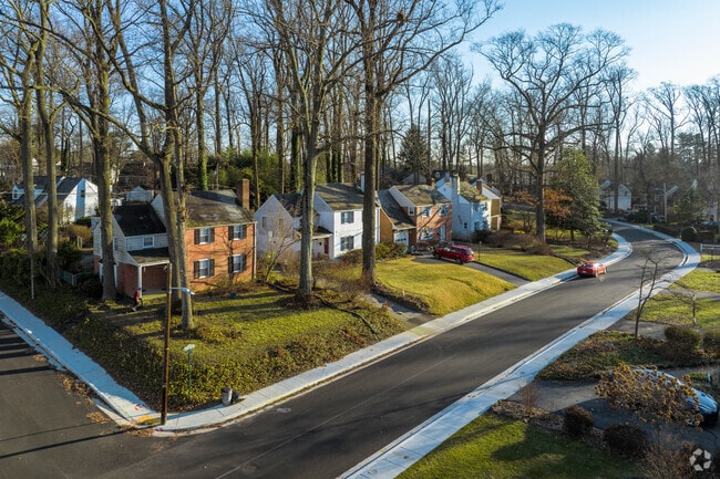 Lochearn features subdivisions of colonial inspired homes and wide sidewalks.