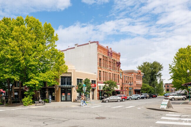 The Fairhaven shopping district is just south of the South Hill neighborhood in Bellingham.