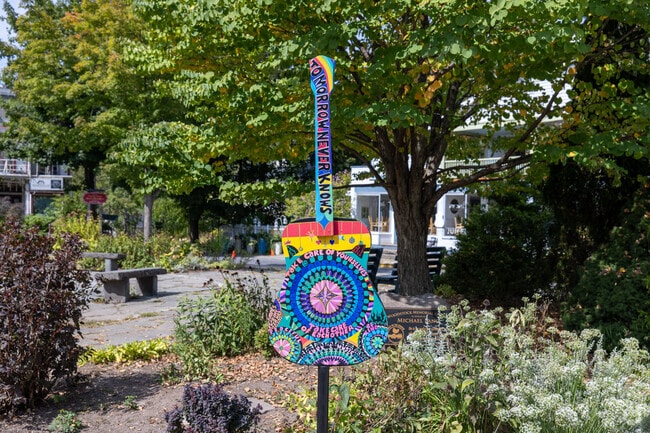Woodstock has peaceful art all over town that reminds people of the town's loving vibe.