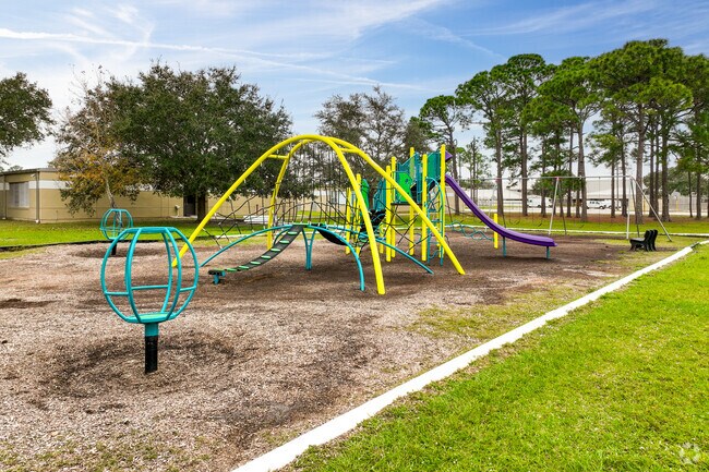 A large colorful playground invites students of Turner Elementary School to play during recess.