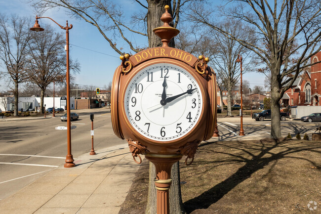 This vintage clock in downtown Dover, Ohio was manufactured by the Verdin Co. of Cincinnati, a family-owned company that has been in operation since 1842.