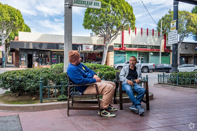 Warm winter days draw locals outdoors in Uptown Whittier’s sunny climate.